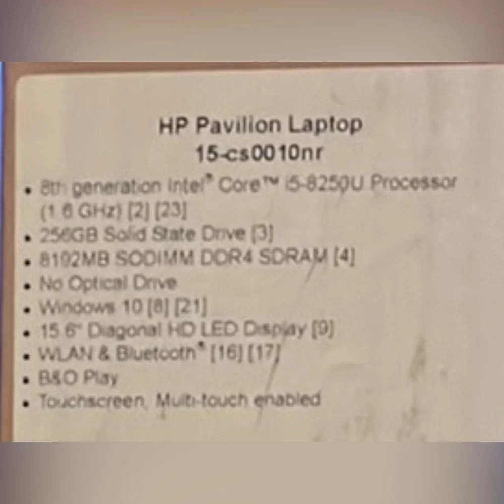 HP pavilion laptop model number 15-CS0010nr brand new in box sealed never opened